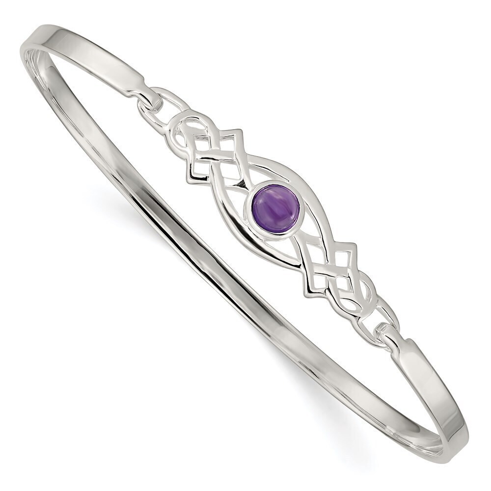 Kazi Luxury Sterling Silver Amethyst Celtic Knot Bangle Bracelet